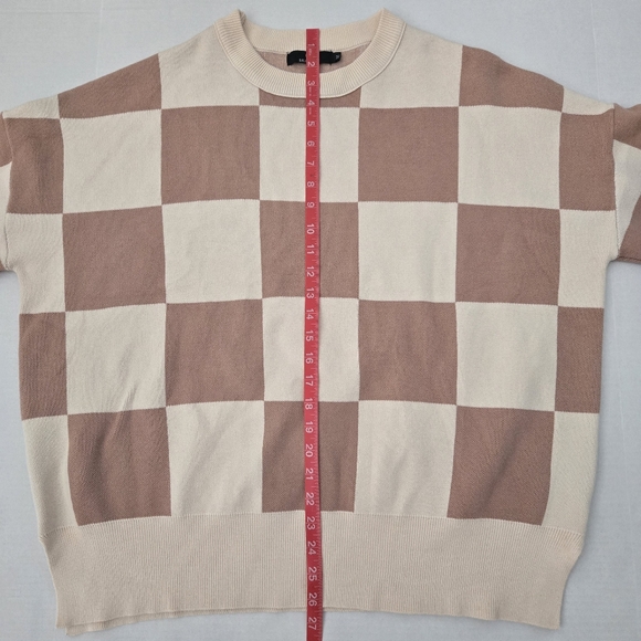 LILLUSORY Women's Oversized Crewneck Ribbed Checkered Sweater MEDIUM - Picture 11 of 12